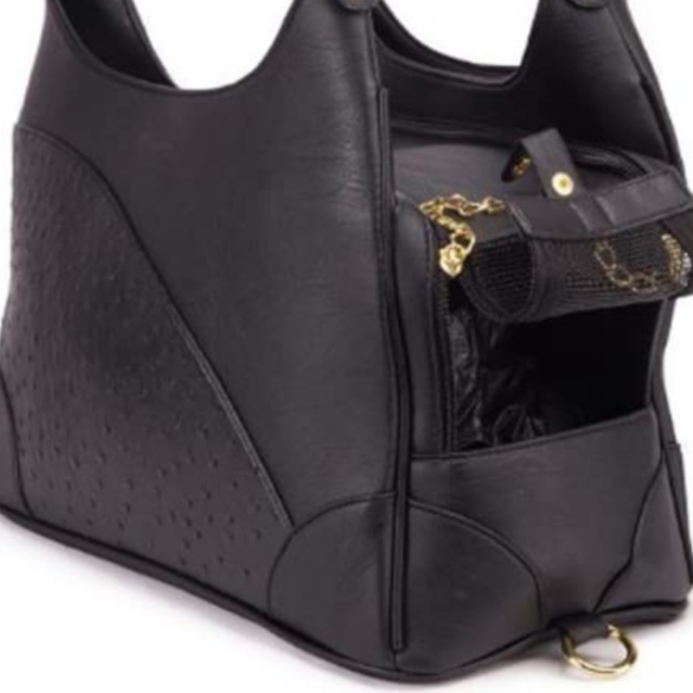 Small Pet Purse Black. Vegan Leather